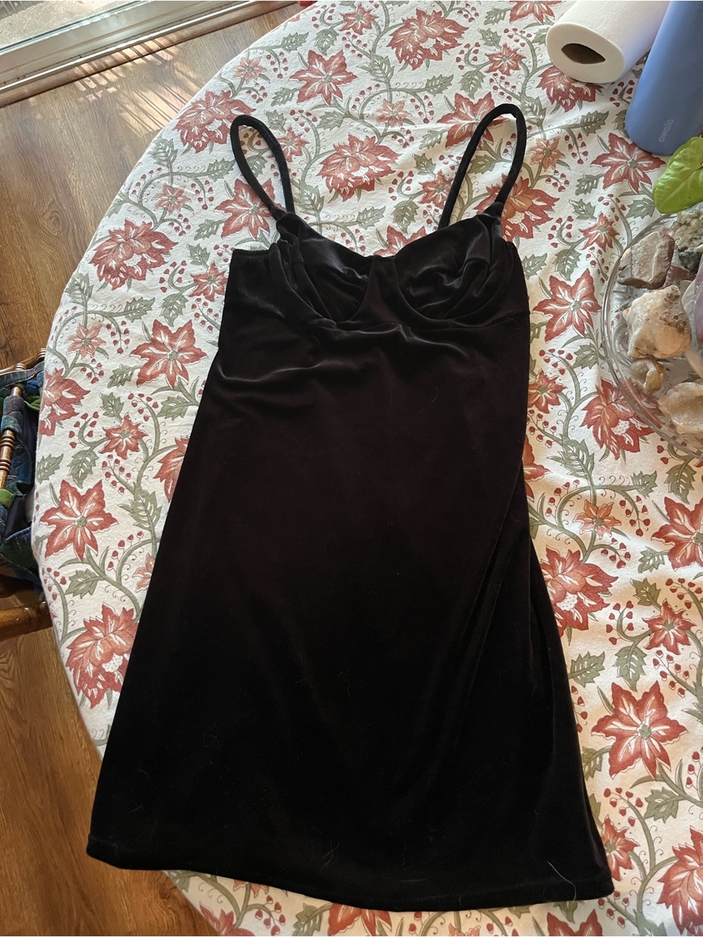 Vintage Black Velvet Mini Slip Dress